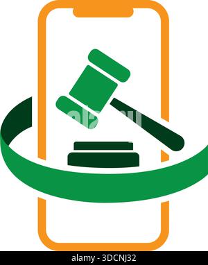 Icona del tribunale giudiziario del telefono modello di design del logo vettoriale moderno Illustrazione Vettoriale