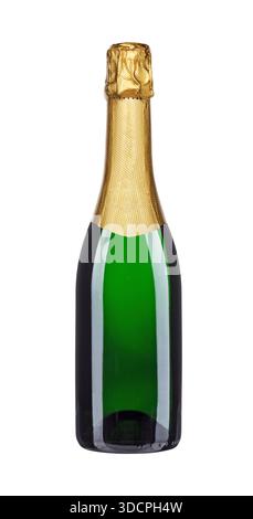 Bottiglia di champagne senza etichetta isolata su sfondo bianco Foto Stock