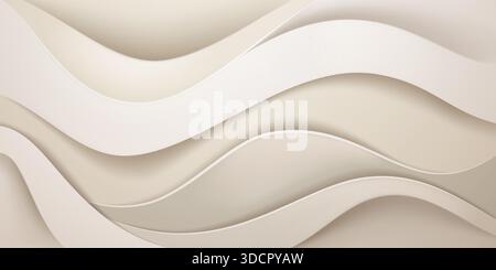 Un'illustrazione liscia e astratta caratterizzata da strati beige ondulati con sfumature sottili, che creano un effetto visivo morbido e rilassante. Illustrazione Vettoriale