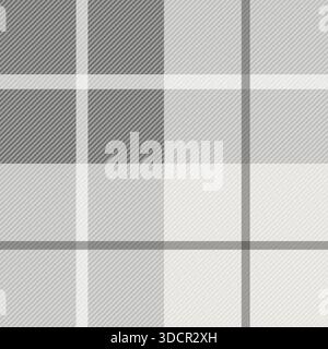 Motivo a quadri, a quadri e a quadretti in stile bianco e nero grigio senza cuciture. Design vettoriale ripetuto adatto per stampe tessili, tessuti, abbigliamento Illustrazione Vettoriale
