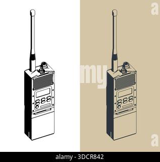Stazioni radio militari portatili illustrazioni vettoriali stilizzate Illustrazione Vettoriale