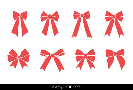 Fiocco a nastro lungo in velluto svg, fiocco rosso svg, fiocco svg, fiocco coquette SVG, fiocco a nastro, vettore di arco a nastro, vettore di arco di Coquette. Illustrazione Vettoriale