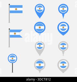 Posizione pin mappa Argentina sul set. Illustrazione vettoriale. Illustrazione Vettoriale