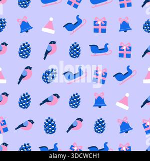 Festività natalizie invernali modello senza cuciture Illustrazione Vettoriale