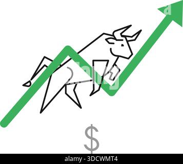 Illustrazione del successo degli investimenti finanziari con freccia in aumento del mercato Bull Market Growth Concept Vector Illustrazione Vettoriale
