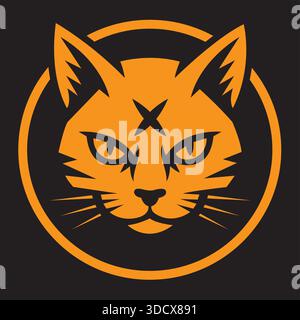 Icona vettoriale modello PET Shop con logo Cat Face Animal Illustrazione Vettoriale