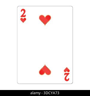 Due di cuori. Carta da gioco con elementi dorati. Icone del casinò. Pittogrammi che rappresentano tute diverse. Illustrazione vettoriale. Design piatto per un look moderno Illustrazione Vettoriale
