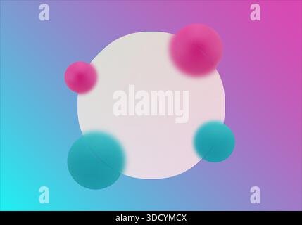Pannello di vetro circolare su sfondo sfumato con sfere colorate Foto Stock