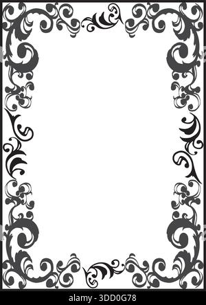 Cornice in stile gotico. Cornice in stile WESTERN. (A4 verticale) Illustrazione Vettoriale