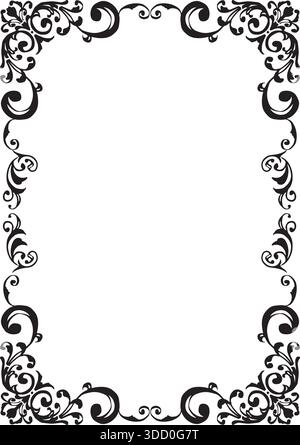 Cornice in stile gotico. Cornice in stile WESTERN. (A4 verticale) Illustrazione Vettoriale