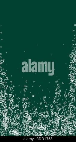 Numeri sparsi. Cifre bianche in gesso che volano caotiche. Banner di matematica di ritorno a scuola su sfondo lavagna. Illustrazione vettoriale dei numeri in caduta. Illustrazione Vettoriale