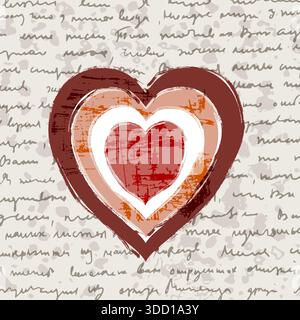 Design a forma di cuore boho, poster, banner con sfondo vintage scritto a mano con lettera Illustrazione Vettoriale