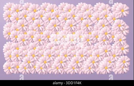 un mazzo di fiori di carta rosa crea un grande letto di fiori Illustrazione Vettoriale