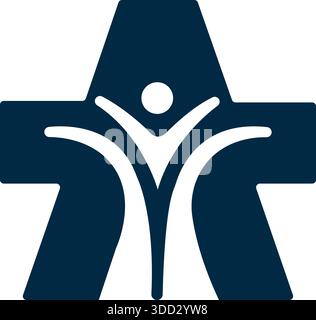 Icona vettoriale modello di cura del disegno del logo della salute umana incrociato Illustrazione Vettoriale