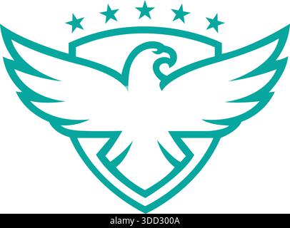 Icona Design vettoriale Freedom del modello con logo Wing Bird Star Illustrazione Vettoriale
