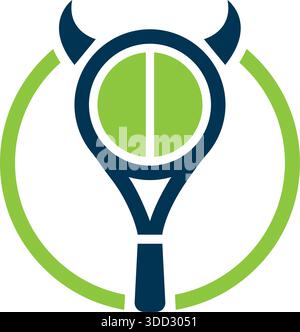 Icona vettoriale modello sportivo con logo e palla da racchetta da tennis Illustrazione Vettoriale