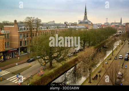 Il Kortenaerkade e Hogewal, presi dall'alto durante l'inverno, Den Haag, Paesi Bassi Foto Stock
