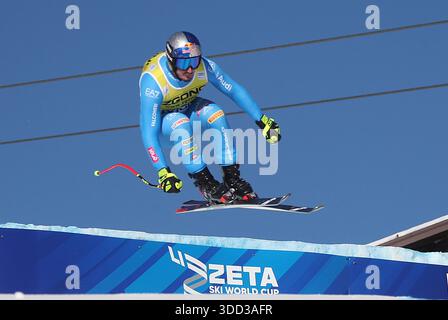 Livigno, Italia. 27 dicembre 2025. Coppa del mondo di sci alpino FIS, Super G, Dominik Paris (ITA), Livigno, Italia, 27 dicembre 2025. Foto felice Calabro' Credit: Agenzia fotografica indipendente/Alamy Live News Foto Stock