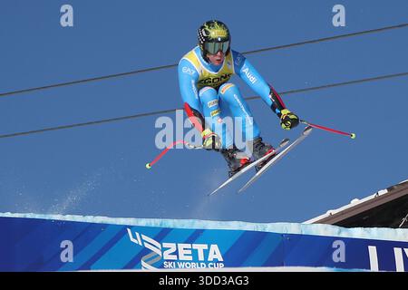 Livigno, Italia. 27 dicembre 2025. Coppa del mondo di sci alpino FIS, Super G, Giovanni Franzoni (ITA), Livigno, Italia, 27 dicembre 2025. Foto felice Calabro' Credit: Agenzia fotografica indipendente/Alamy Live News Foto Stock