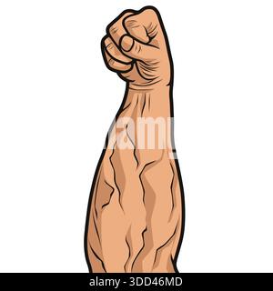 Illustrazione di una mano forte in posa di punzonatura Illustrazione Vettoriale