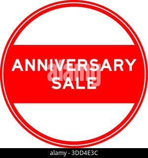 Adesivo rotondo con sigillo rosso in offerta anniversario di parola su sfondo bianco Illustrazione Vettoriale