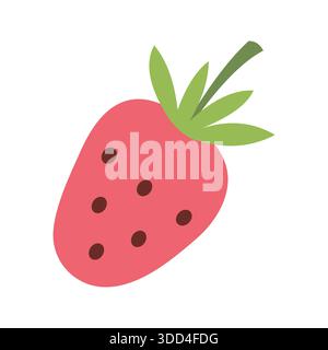 Simpatica illustrazione disegnata a mano alla fragola Illustrazione Vettoriale