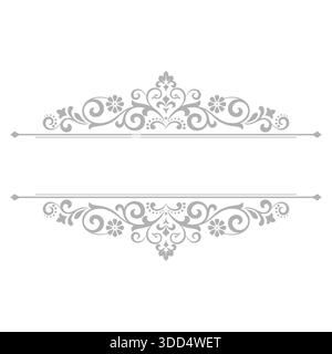 Elemento grigio vintage. Design vettoriale grafico. Decorazioni grafiche damascate Illustrazione Vettoriale