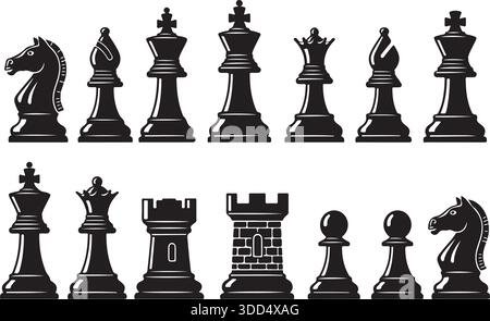 Grafica vettoriale con scacchi strategici - simboli di gioco professionali per il design Illustrazione Vettoriale