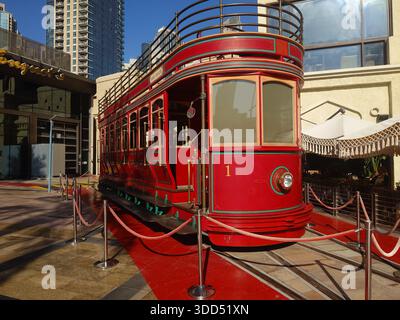Il nostalgico tram di Dubai, che non ha mai funzionato Foto Stock