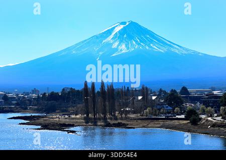 Monte Fuji, lago Kawaguchiko, cinque laghi, area Giappone Foto Stock