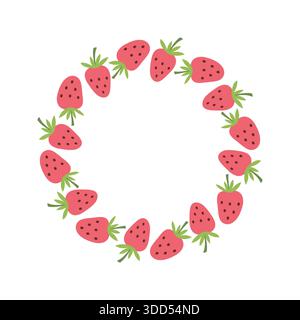 Cornice illustrativa disegnata a mano per la ghirlanda di fragole Illustrazione Vettoriale