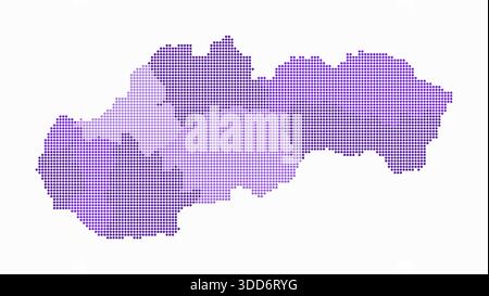 Mappa punteggiata della Slovacchia. Mappa digitale del paese su sfondo bianco. Forma slovacca con punti circolari. Stile puntini colorati. Cerchi di piccole dimensioni. Illustrazione Vettoriale