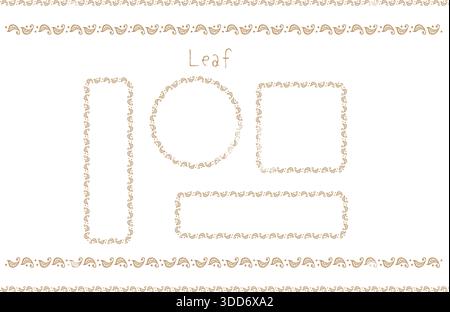 Una cornice di piante dai colori calmi. Marrone chiaro. Illustrazione Vettoriale