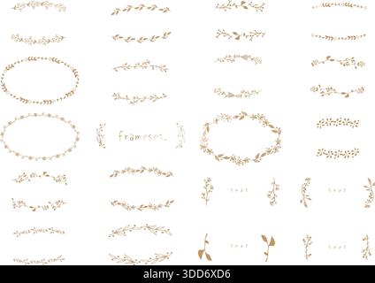 Una cornice di piante dai colori calmi. Marrone chiaro. Illustrazione Vettoriale