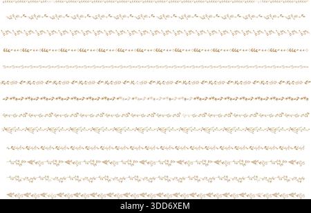 Set di linee disegnate a mano di piante. Marrone chiaro. Illustrazione Vettoriale