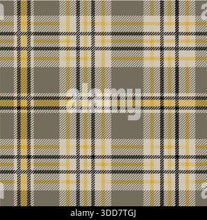 Plaid senza cuciture, Vichy, tartan, grigio scacco, foschia color ambra, e giallo soffice lusso. Adatto per disegnare abiti come gonne, pantaloni per un look moderno Illustrazione Vettoriale