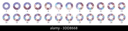 Diagramma a torta circolare. Icone a colori del grafico a torta. Collezione di diagrammi colorati Illustrazione Vettoriale