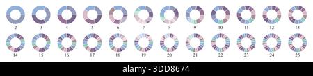 Diagramma a torta circolare. Icone a colori del grafico a torta. Collezione di diagrammi colorati Illustrazione Vettoriale