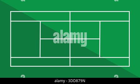 Vista dall'alto dell'illustrazione vettoriale del campo da tennis Illustrazione Vettoriale