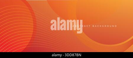 Sfondo moderno arancione astratto con elementi circolari e ondulati. Concetto di tecnologia digitale. illustrazione vettoriale Illustrazione Vettoriale