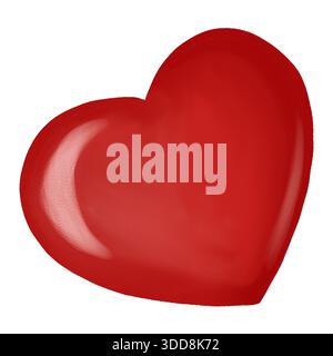 Un cuore rosso dal design semplice e minimalista che esprime amore e calore. Perfetto per biglietti d'auguri, design romantici, branding, post sui social media Foto Stock