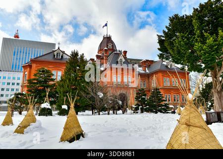 Vista dell'ex Ufficio governativo di Hokkaido durante l'inverno a Sapporo, Hokkaido, Giappone Foto Stock