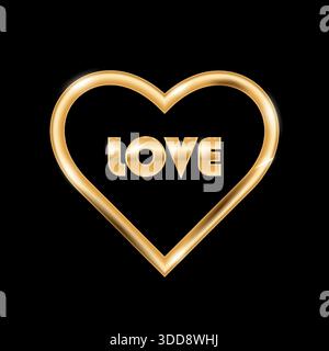 Un set di spille in metallo rosa con cuori neri su sfondo scuro. Illustrazione Vettoriale