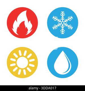 set di icone meteo multicolore su sfondo bianco Illustrazione Vettoriale