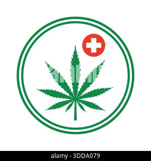 Illustrazione del logo dell'icona della marijuana o della foglia di cannabis. Illustrazione Vettoriale