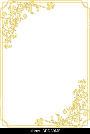 Splendida cornice con motivi botanici. Cornice per immagini in stile WESTERN. (A4 verticale) Illustrazione Vettoriale