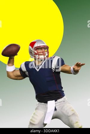 Football americano, passaggio della palla del quarterback durante la partita Illustrazione Vettoriale