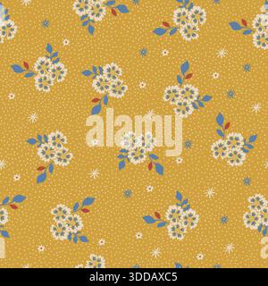 Bouquet floreali vintage Mustard Vector Illustrazione Vettoriale
