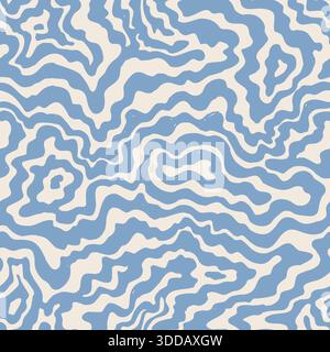 Vettore di turbolenza ondulato disegno senza giunture disegno a mano 1970 illustrazione vettoriale. Sessanta modello trippy. Stile hippy groovy. Illustrazione Vettoriale