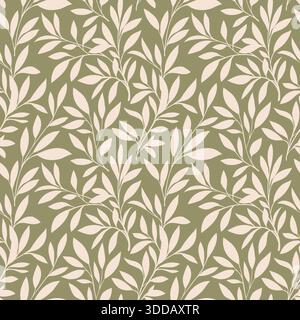 Modello vettoriale senza cuciture di foglie disegnate a mano. Design con carta da parati botanica. Ornamento in tessuto naturale. Illustrazione Vector Organic Endless. Illustrazione Vettoriale